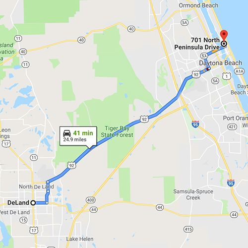Deland to daytona beach